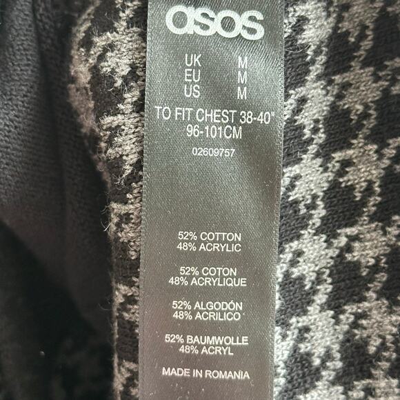 ASOS Houndstooth Sweater Jacket Black Gray - Picture 7 of 8